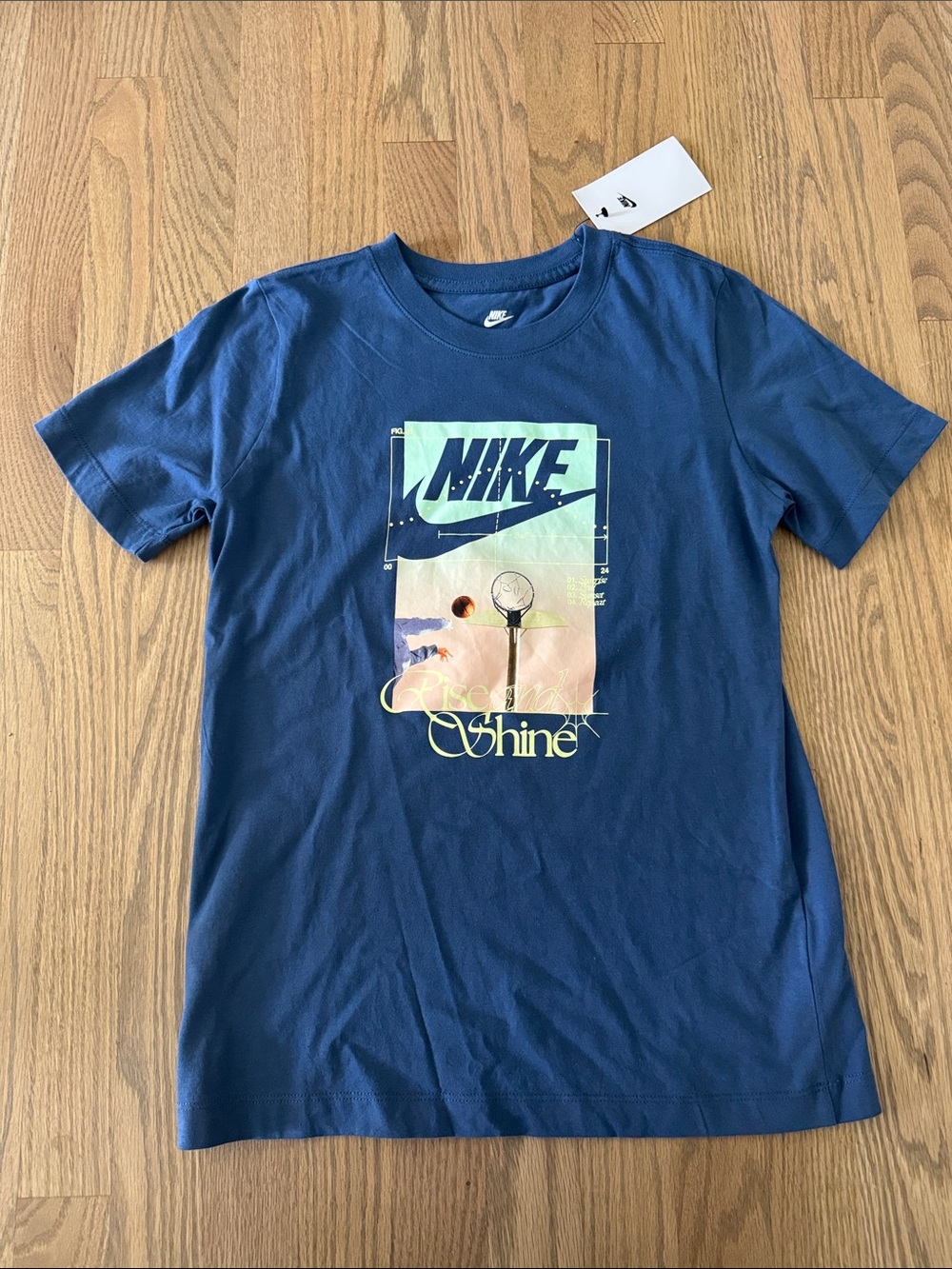 Nike Navy Graphic Tee with Pastel Panel